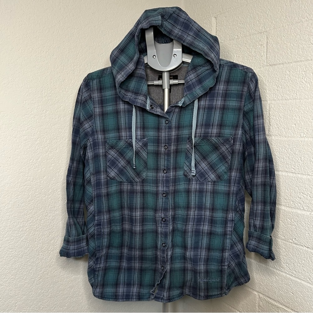 Farmers Daughter,Western Women’s Casual Plaid Hooded Flannel 100% Cotton Shirt